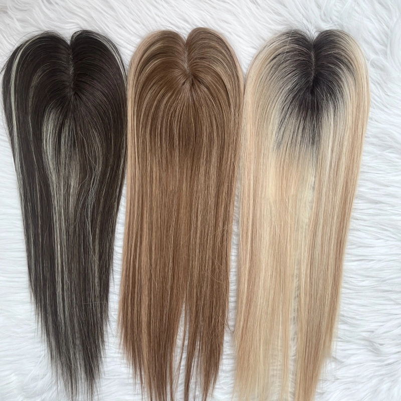 Emeda natural look 3.5*4.5” small size lace base 100% human hair topper yr74